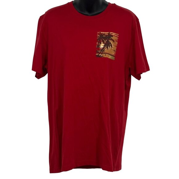 Crazy Shirts Mens Rugby Red Tee Short Pocket Palm Tree Graphic Size Medium M New - Picture 1 of 10